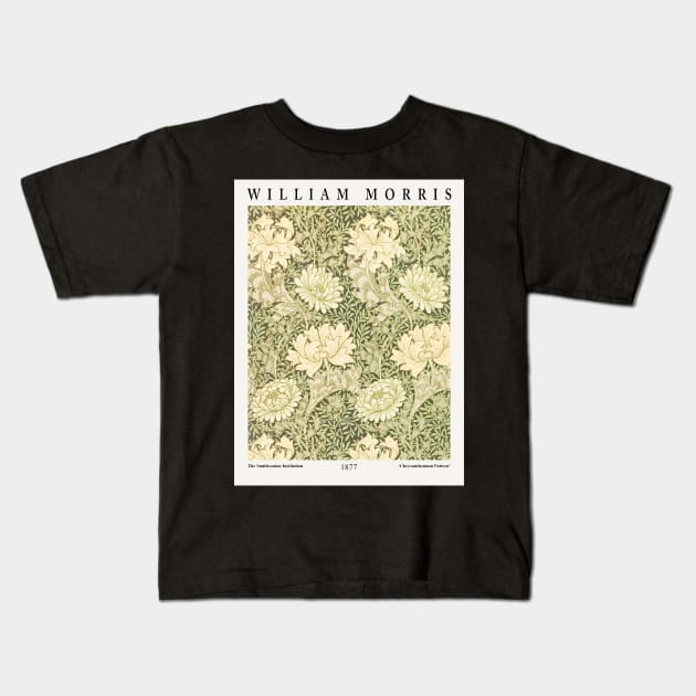 William Morris Exhibition Design, Textile Design, Chrysanthemum Pattern Kids T-Shirt by VanillaArt